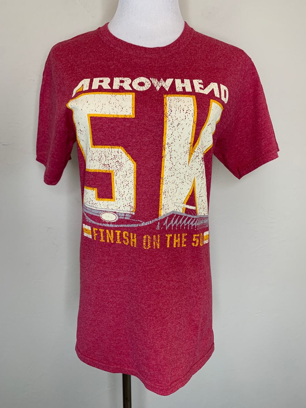 Jerzees Red KC Chiefs Arrowhead 5K Event T Shirt Sz Small